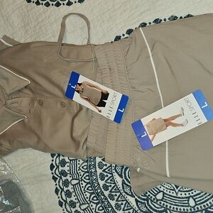 Elle Sport 2pc Sleeveless Polo and Matching Skort (Beige)